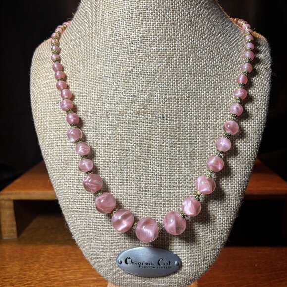 Vintage (circa 1950's) Moonglow Lucite Beaded Necklace  Free Shipping - Picture 1 of 2